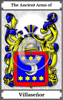 Villaseñor Family Crest Download (JPG)  Book Plated - 150 DPI
