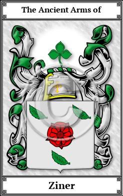 Ziner Family Crest Download (JPG)  Book Plated - 150 DPI