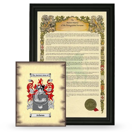 Achenn Framed History and Coat of Arms Print - Black