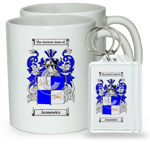 Aronowicz Pair of Coffee Mugs and Pair of Keychains