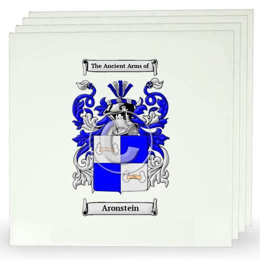 Aronstein Set of Four Large Tiles with Coat of Arms