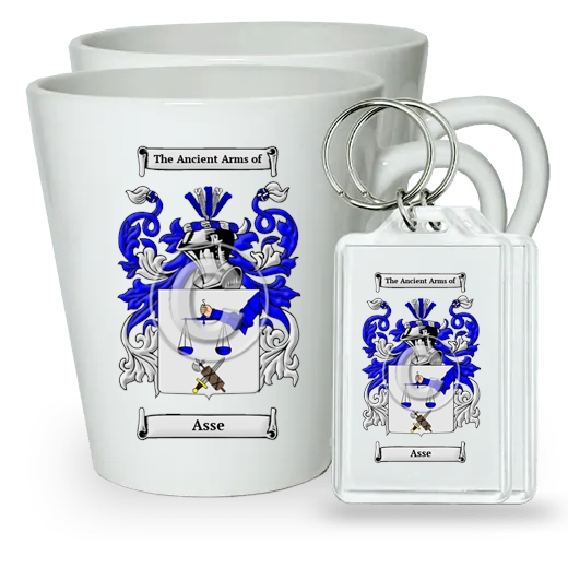 Asse Pair of Latte Mugs and Pair of Keychains