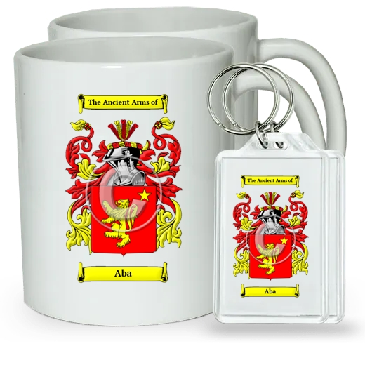 Aba Pair of Coffee Mugs and Pair of Keychains