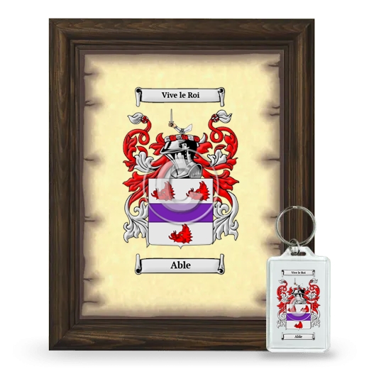 Able Framed Coat of Arms and Keychain - Brown