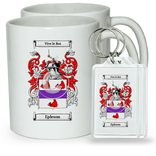 Epleson Pair of Coffee Mugs and Pair of Keychains