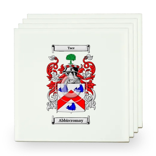 Abbircromay Set of Four Small Tiles with Coat of Arms