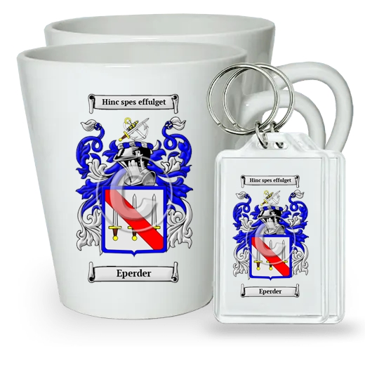 Eperder Pair of Latte Mugs and Pair of Keychains