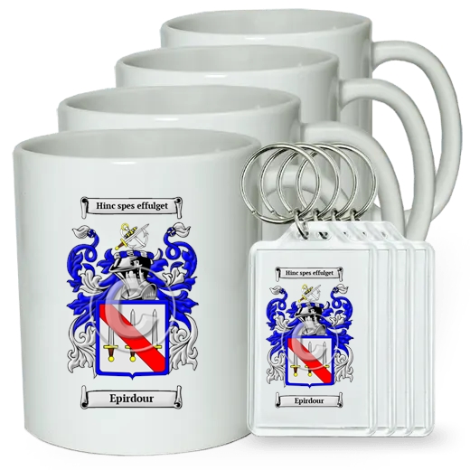 Epirdour Set of 4 Coffee Mugs and Keychains