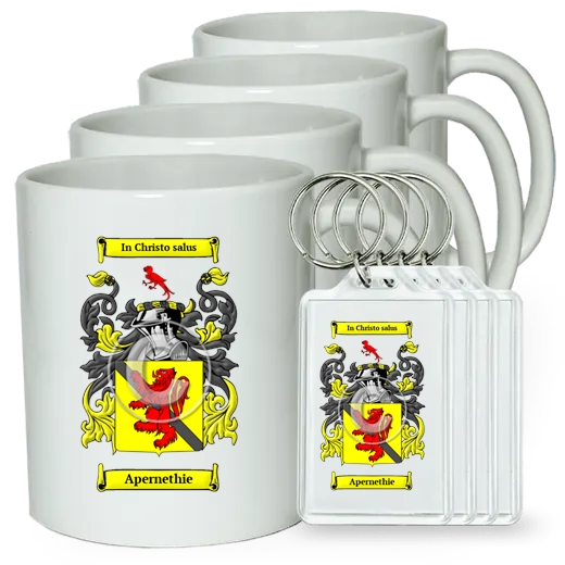 Apernethie Set of 4 Coffee Mugs and Keychains