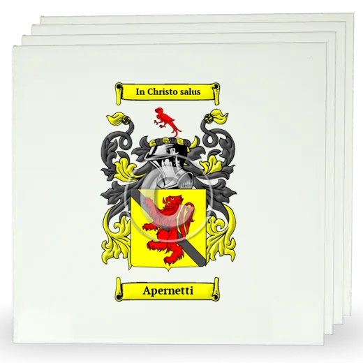 Apernetti Set of Four Large Tiles with Coat of Arms
