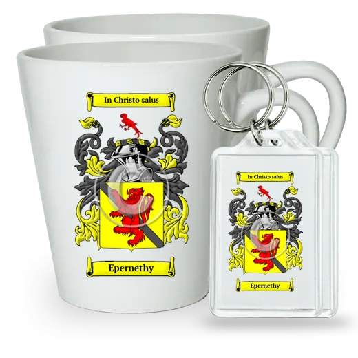 Epernethy Pair of Latte Mugs and Pair of Keychains