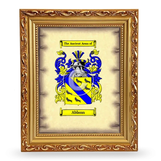 Ablann Coat of Arms Framed - Gold