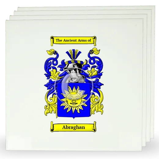 Abraghan Set of Four Large Tiles with Coat of Arms