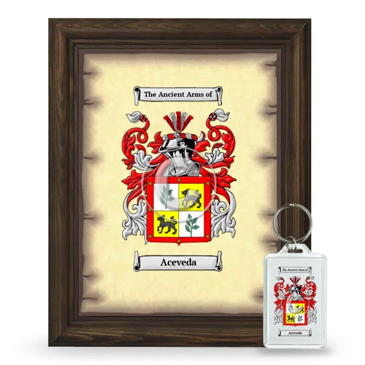 Aceveda Framed Coat of Arms and Keychain - Brown