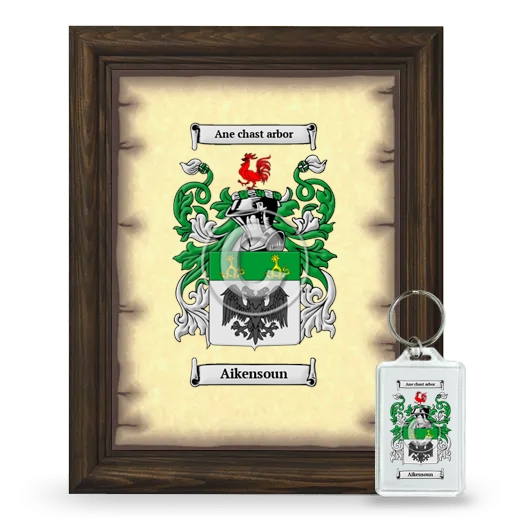 Aikensoun Framed Coat of Arms and Keychain - Brown