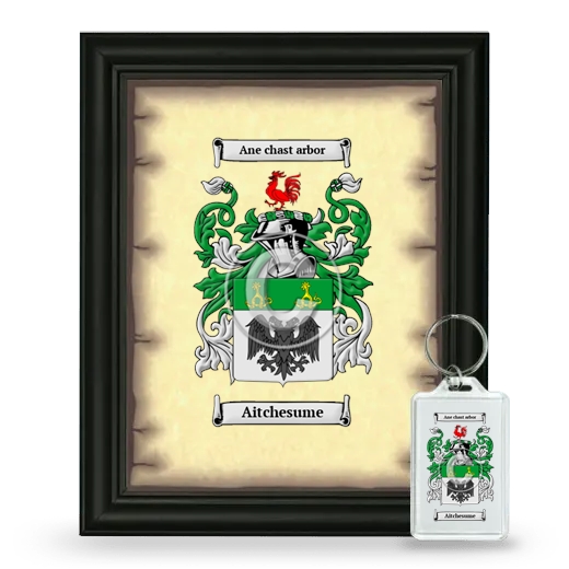 Aitchesume Framed Coat of Arms and Keychain - Black