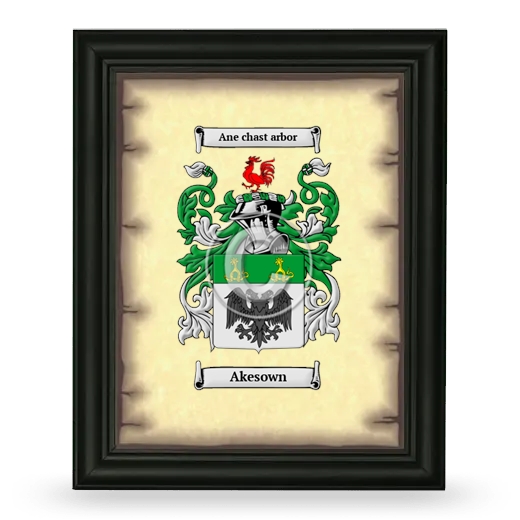 Akesown Coat of Arms Framed - Black