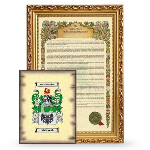 Echisoomb Framed History and Coat of Arms Print - Gold