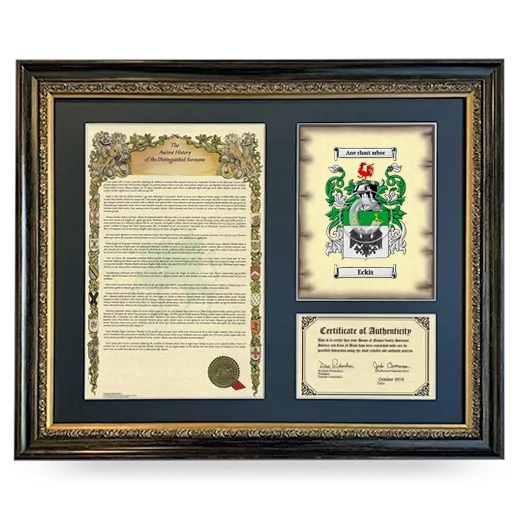 Eckis Framed Surname History and Coat of Arms- Heirloom