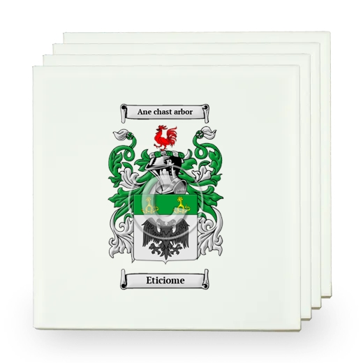 Eticiome Set of Four Small Tiles with Coat of Arms