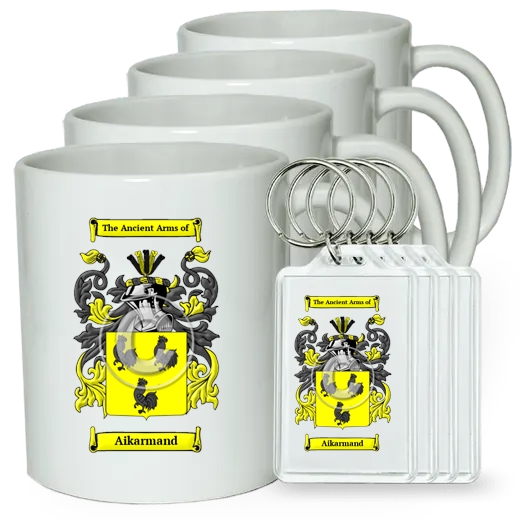 Aikarmand Set of 4 Coffee Mugs and Keychains