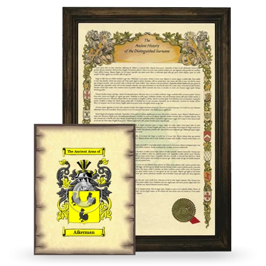 Aikerman Framed History and Coat of Arms Print - Brown