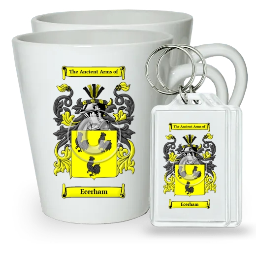 Ecerham Pair of Latte Mugs and Pair of Keychains