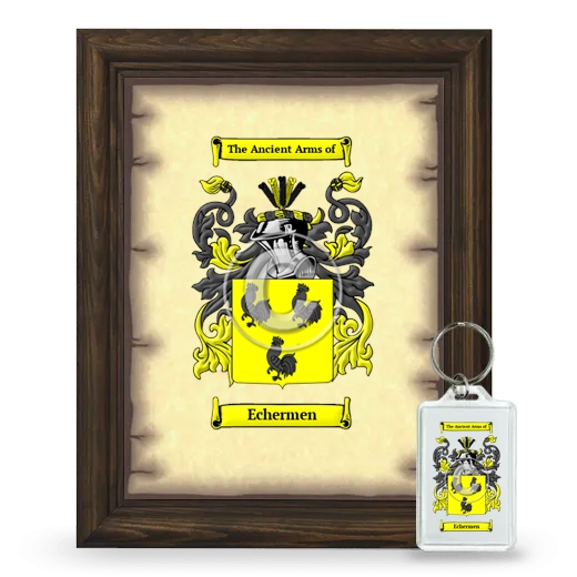 Echermen Framed Coat of Arms and Keychain - Brown