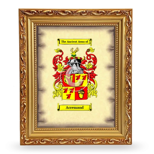 Acremand Coat of Arms Framed - Gold