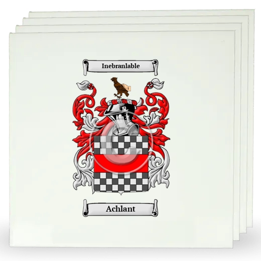 Achlant Set of Four Large Tiles with Coat of Arms