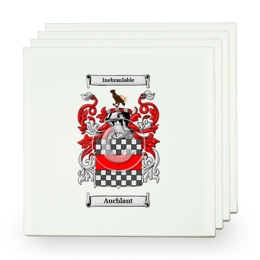 Auchlant Set of Four Small Tiles with Coat of Arms