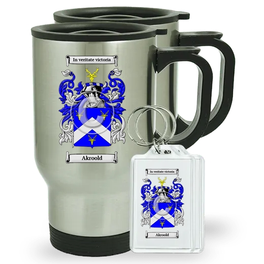 Akroold Pair of Travel Mugs and pair of Keychains