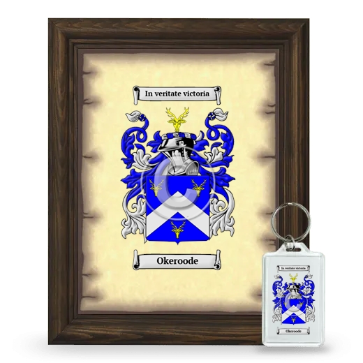 Okeroode Framed Coat of Arms and Keychain - Brown