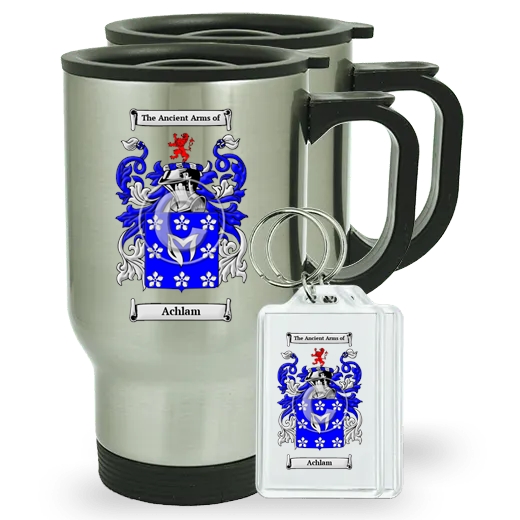 Achlam Pair of Travel Mugs and pair of Keychains