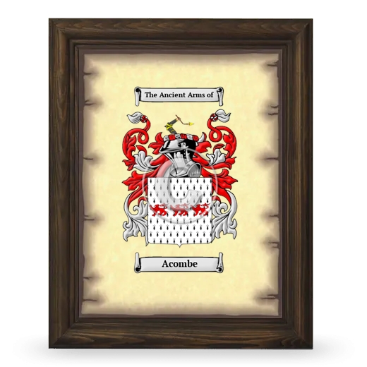 Acombe Coat of Arms Framed - Brown
