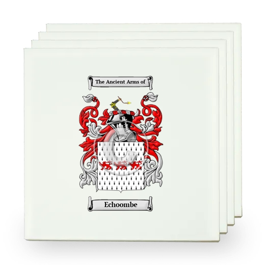 Echoombe Set of Four Small Tiles with Coat of Arms