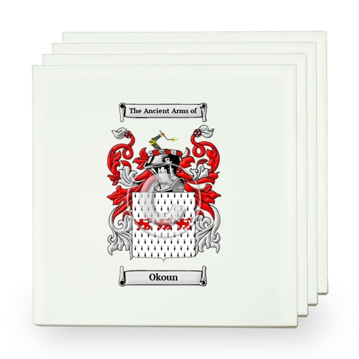 Okoun Set of Four Small Tiles with Coat of Arms