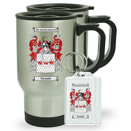 Yacumb Pair of Travel Mugs and pair of Keychains