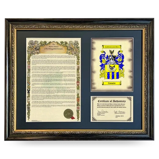 Covarte Framed Surname History and Coat of Arms- Heirloom