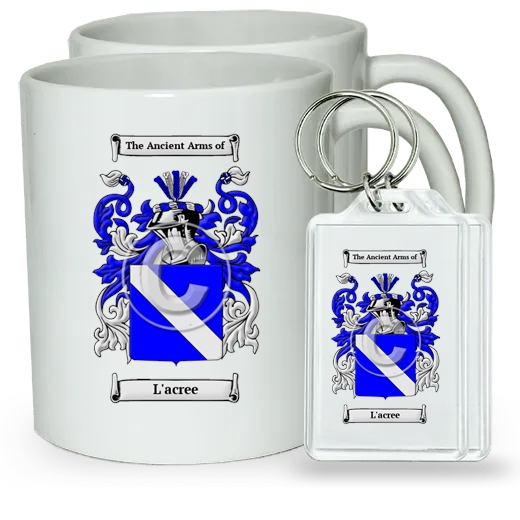 L'acree Pair of Coffee Mugs and Pair of Keychains