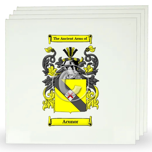 Acunor Set of Four Large Tiles with Coat of Arms