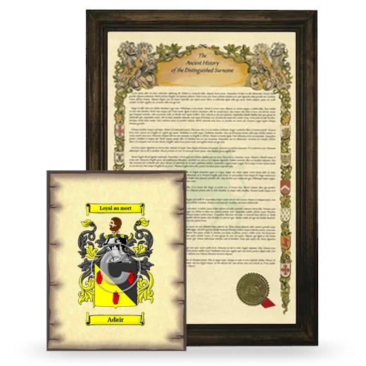 Adair Framed History and Coat of Arms Print - Brown