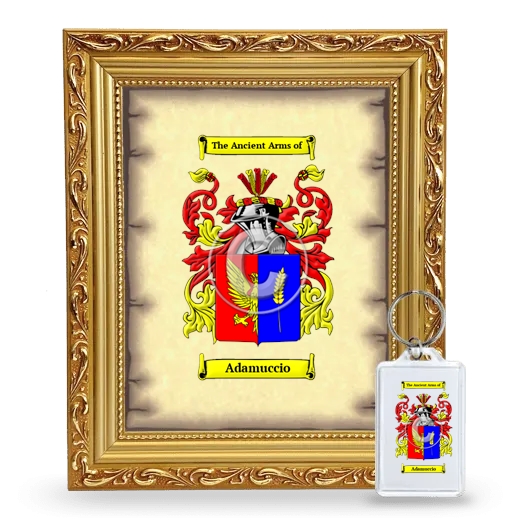 Adamuccio Framed Coat of Arms and Keychain - Gold