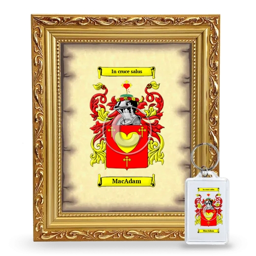 MacAdam Framed Coat of Arms and Keychain - Gold
