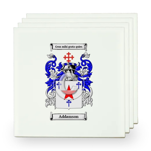 Addamson Set of Four Small Tiles with Coat of Arms