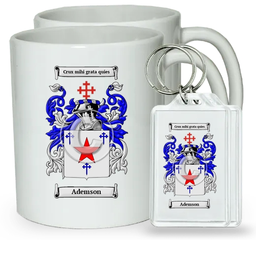 Ademson Pair of Coffee Mugs and Pair of Keychains