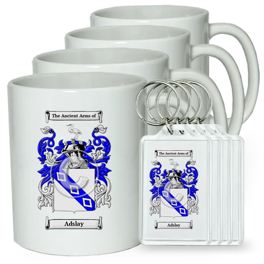 Adslay Set of 4 Coffee Mugs and Keychains