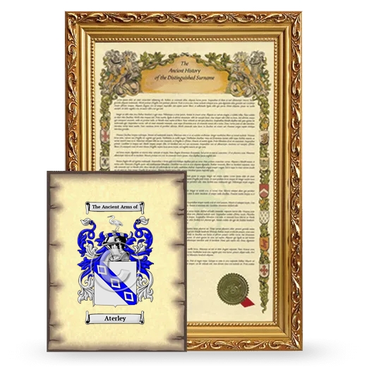 Aterley Framed History and Coat of Arms Print - Gold