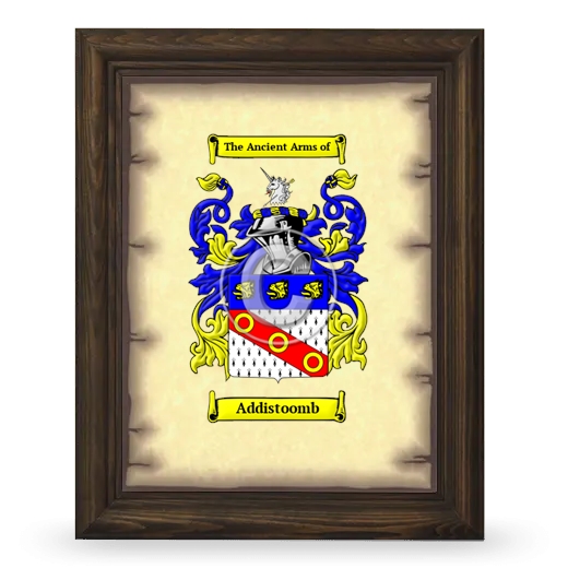 Addistoomb Coat of Arms Framed - Brown