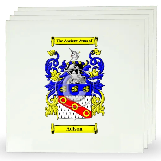 Adison Set of Four Large Tiles with Coat of Arms